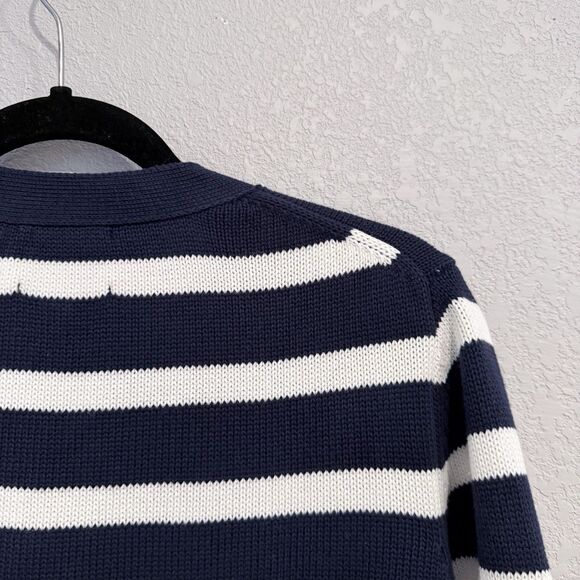 Tuckernuck Navy White Striped Kerry Cardigan Size Small Knit Sweater Preppy - Picture 7 of 11